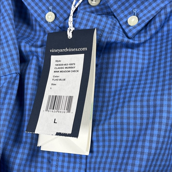 Vineyard Vines Murray Shirt Blue Checkered Long Sleeve Button Down Sz L - Picture 8 of 10